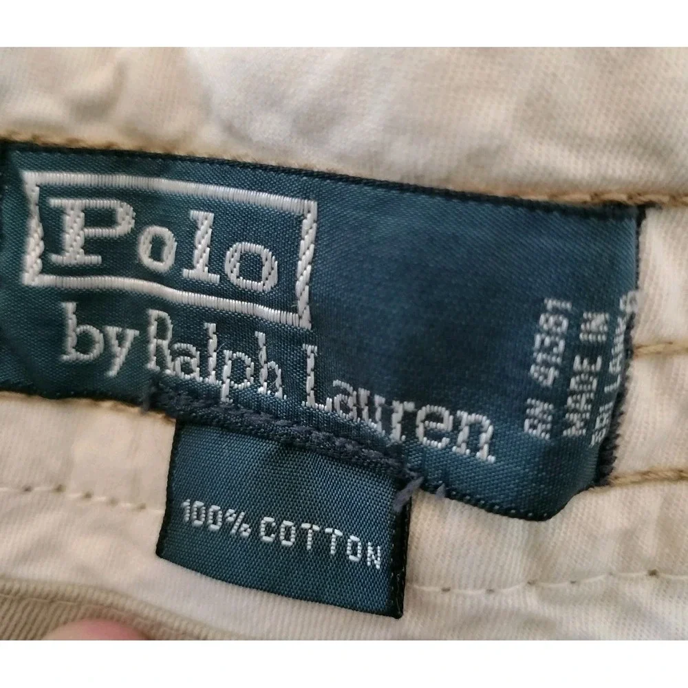 Vintage Polo Ralph Lauren Cargo Shorts Mens 40 Tan Classic Chino Khaki 9.5 